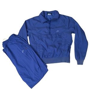 Vintage Nike Track Suit / Windbreaker Light Royal Blue Top & Bottom Medium